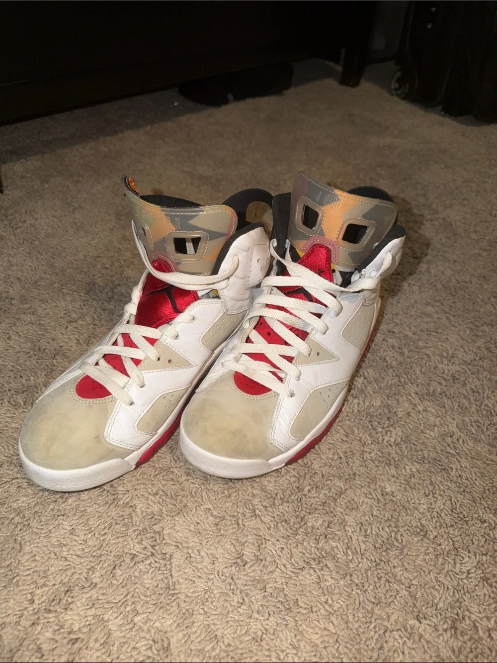 Jordan Hare 6 Men's White Red and Tan Retro